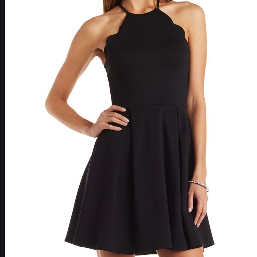 CR Scalloped Fit-and-Flare Dress